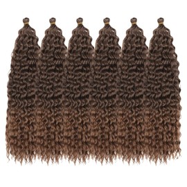 Deep Twist Crochet Hair Water Wave Twist Hair Bundles Synthetic Curly Braiding Hairstyle Hair Extension Ombre Kinky Curl Braiding Hair Piece 22 Inch 6 Packs