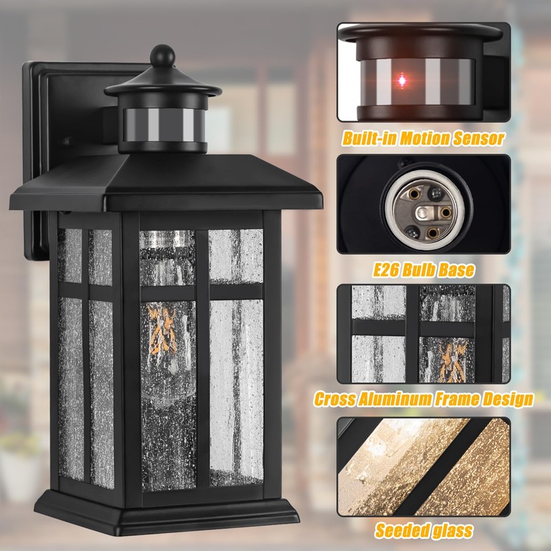 Brilvibera Outdoor Wall Light Motion Sensor - Updated Dusk to