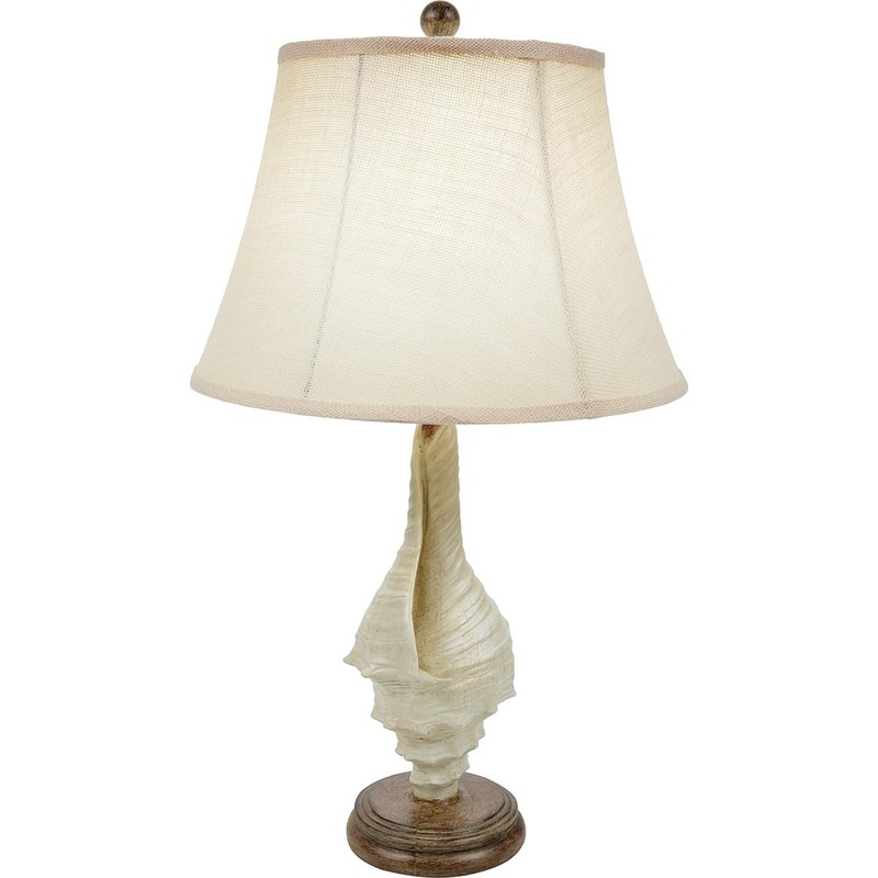 BLACK FOREST DECOR White Conch Shell Table Lamp – Coastal
