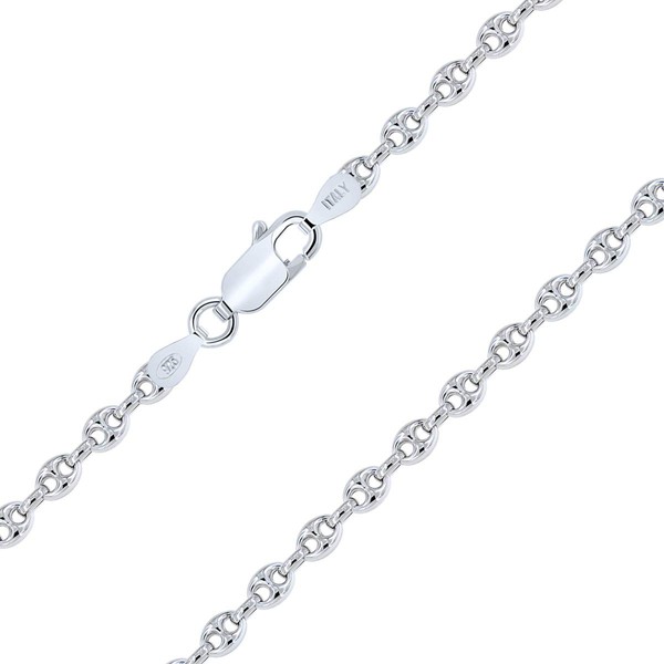 PLANETYS - Coffee Bean Chain 925 Sterling Silver Rhodium-Plated Chain