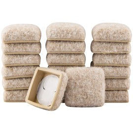 Super Sliders 1 1/4" Square Secure Grip Formed Felt Furniture Pads - Protect Hardwood, Tile & Laminate Surfaces, Beige (20 Pack)