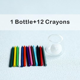 RillyRellow Miniature Dollhouse Colored Crayon Pencil Set with Glass, 1:12 Scale, 13 Count (Pack of 1), Multi-colored, Ideal for Dollhouse Decor, Dioramas, or Desk Decoration