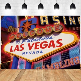 7x5ft Welcome to Las Vegas Backdrop City Billboard Fabulous Casino Night Photography Background Poker Movie Casino Birthday Party Banner Decorations Supplies Photo Booth Props