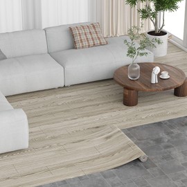 Oxdigi Peel and Stick Vinyl Flooring Roll 24"x 393"/ 64 Sq.Ft, Self Adhesive Vinyl Wood Flooring Planks Floor Tiles Stickers Waterproof for Bathroom Living Room Bedroom Kitchen RV, Light Brown Wood