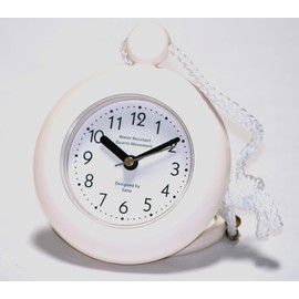 Our White Bathroom Shower Rope Clock with a Clear Easy to Read Clock face is Water-Resistant and Engineered with a Superior Quartz Movement and Turning Second Hand for Accurate timekeeping