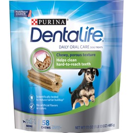 Purina DentaLife Made in USA Facilities Toy Breed Dog Dental Chews, Daily Mini - (2) 58 ct. Pouches