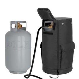 SAMDEW 30 lb Propane Tank Cover with Side Flip Flap & Stable Tabletop Feature, Outdoor Propane Tank Cover for 30 lb Propane Gas Cylinder, with 2 Storage Pockets, Water & Wear-Resistant, Bag Only