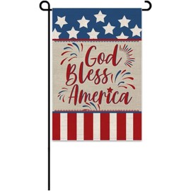 12x18 Inch Double Sided Summer Garden Flag - God Bless America House Flags - Seasonal Large Outdoor Yard Flags of Burlap - Flag Decorations for Home - Outdoor Decorative Banners for Yard