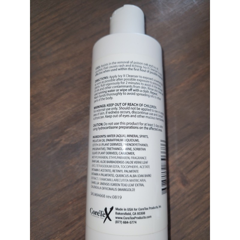 Coretex IVY X Post Contact Cleanser (2) 8oz Bottles POISON