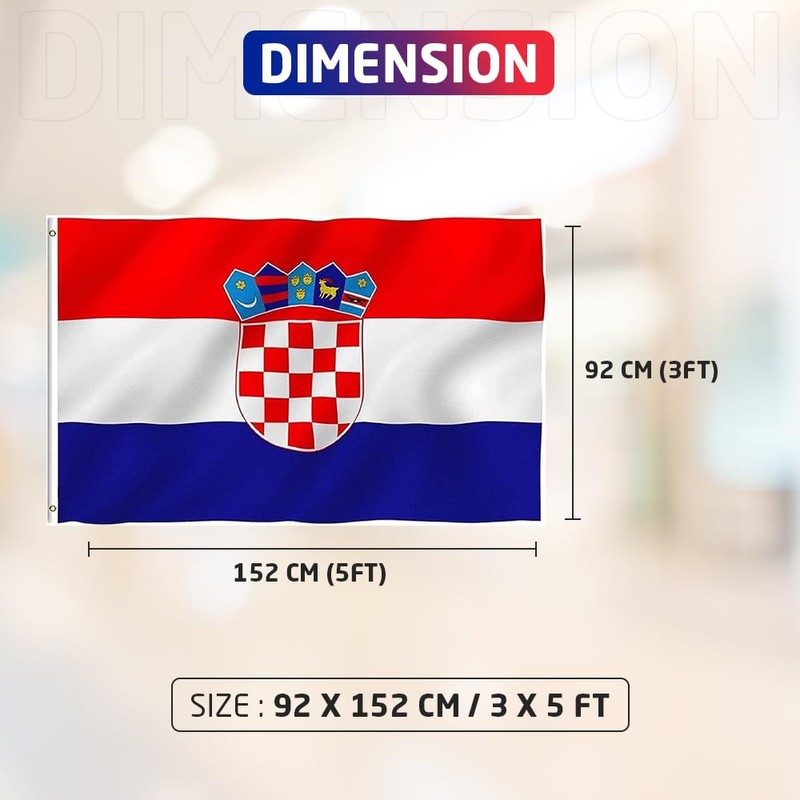 5x3ft Double Sided Croatia National Flag Banner with Two Brass