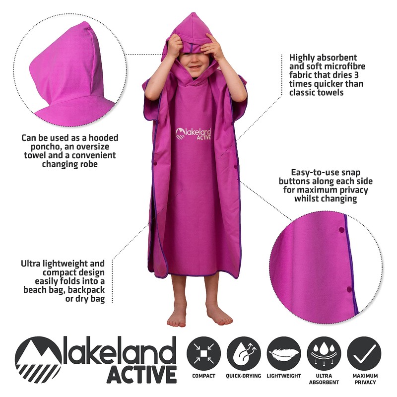 Lakeland Active Patterdale Hooded Changing Poncho Towel - Pink -
