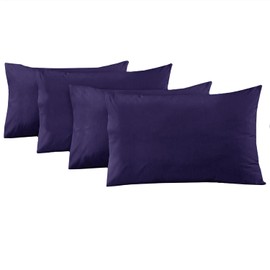 AL NOOR HOME Premium Navy Blue 4 Pack Pillowcases - 100% Egyptian Cotton with 200 Thread Count - Envelope Closure - Hotel Quality Wrinkle Free Soft and Breathable Pillow Covers