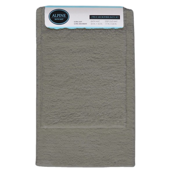 Home Dynamix Gray 2-Pc Plush Bath Mat/Rug: Non-Slip Backing, 20in