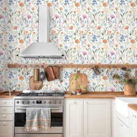 Sevalo Floral Peel and Stick Wallpaper Wildflower Boho Nursery17.3”×78.7”