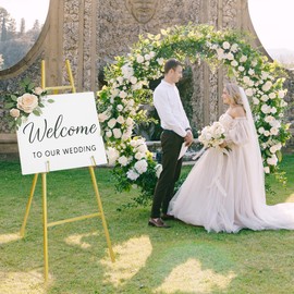 ARTASY 50" Gold Easel Stand for Wedding Signs, Posters, Portable Artist Easel for Painting Canvas, Large Display Easel for Home and Office