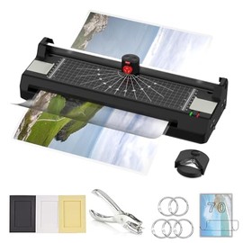 A3/A4/A6 Laminator Machine, YE381 Thermal Laminating Machine for Home Office School Use with 70 Laminating Pouches, Bulit in Paper Trimmer and Corner Rounder