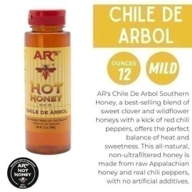 Ar'S AR’s Hot-Mild Southern Honey with Chile De Arbol - 100% Pure Wildflower Honey...