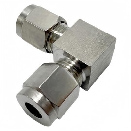 Closmos Stainless Steel 304 Compression 90 Degree Elbow 1/4" OD x 1/4" OD Tube Fitting with Double Ferrule, Pack of 2