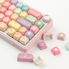 TYRIXKI PBT Keycaps 126 Keys MOA Profile Cute Keycap Dye-Sublimation Rainbow Candy Keycaps Set Custom Keycap for Cherry Gateron MX Swithes Mechanical Keyboards