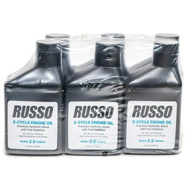 Case 48 Bottles Russo Synthetic Blend 2 Cycle Oil 6.4 Oz 50:1 Mix 2.5 Gallon