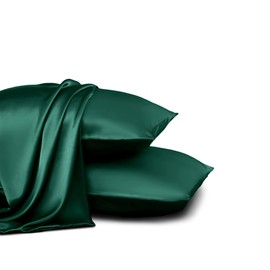 Homiest Blackish Green Queen Size Satin Pillowcase Set of 2, 20 x 30 Inch
