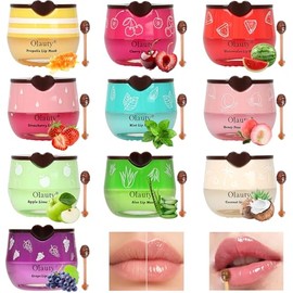 10 PCS Bee Lip Balm Honey Pot, Honey Lip Balm Bulk, Moisturising Sleep Lip Mask Overnight with Sticks, Reduce Lip Lines, Birthday Gifts for Women, Party Favors for Women