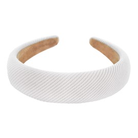 axy Wide Headband with Fabric Padded Cord – Beautiful Women's Headband Hair Accessories Headband HRK5A (White)