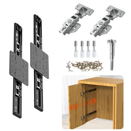 Suemisi Pocket and Pivot Door Slides, Pivot Hinges Hardware, Cabinet Kit Fit for Inset and Cabinet Door, Disappearing and Hidden The Slides and The Hinges (Black, 12 inch 2PCS)