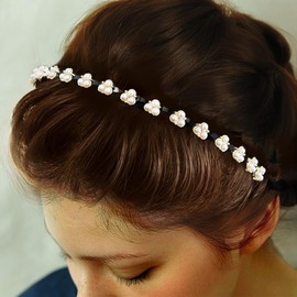 deladola Crystal Rhinestone Wave Headband, Black Teeth Design with Pearl Accents, Hair Accessory for Women