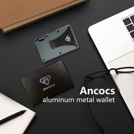 Ancocs Minimalist Design Aluminum Wallet - Metal Clip, NFC & RFID Blocking (Space Grey)