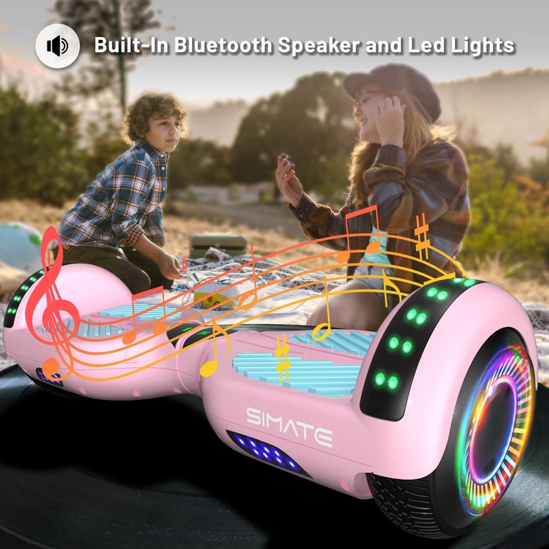 SIMATE Hoverboard, Bluetooth All Terrain Hover Boards with LED Lights