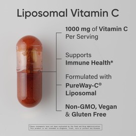 Sports Research® High Potency Liposomal Vitamin C Supplement 1000 mg – Certified Vegan, Non-GMO, Gluten Free | Antioxidant & Immune Support | Ascorbic Acid Vitamin C | 180 Liquid Veggie Capsules