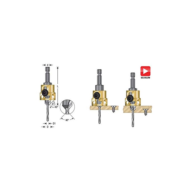 Amana Tool - 55239 Carbide Tipped Adjustable Countersink with Depth-Stop