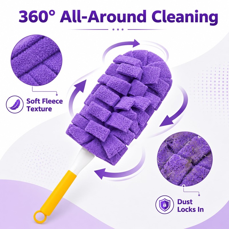 12 Pcs Reusable Duster Refills, 5 Colors 360° Cleaning Pads