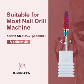 Cnynail 3/32" 2PCS Clean Cone Bits Medium Grit Carbide Cuticle Cleaner Bit for Electric Nail Drills – Professional Manicure Tool for Nail Salons and Home Use (M Grit. Purple)