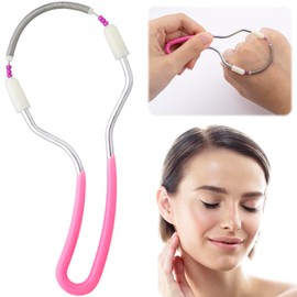 YALOJE Manual Facial Hair Remover, Portable Stainless Steel Spring Epilator, Mild Facial Threading Hair Remover for Women Men - Pink, 1pcs