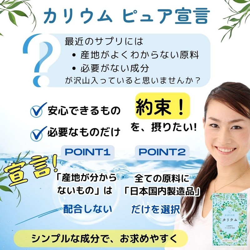 3個セット【すべての原料が国内製造】安心のカリウム1,320mg キウイパウダー配合 【1日6粒/180粒入】 塩化カリウム とこわかサプリベーシックRDA1320
