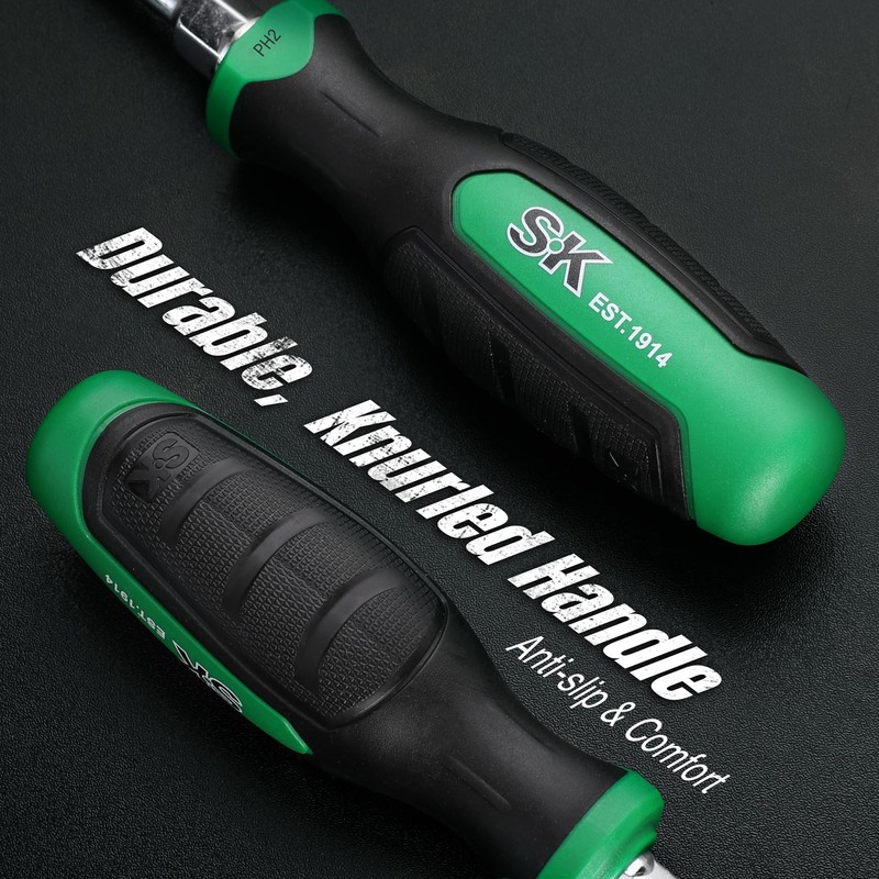 SK 7-Piece Magnetic Screwdriver Set, Includes Slotted/Phillip/Star Screwdrivers, S2 Steel,
