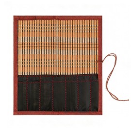 SZSL Brush Wrap, Bamboo Calligraphy Brush Case, Protective Case, Thin Bamboo Leather Brush Wrap, Brush Storage, Portable, Easy, Breathable, For Elementary School Students, Adults, Daily Storage, 11.8