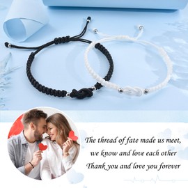 PZXHRY Couples Bracelets Gifts for Girlfriend Girlfriend Bracelets Matching Long Distance Relationship Anniversary Birthday Christmas Valentine's Day Boyfriend Him Her Husband Wife Black White