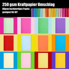 Koogel Pack of 24 small notepads, blank, A6 notepad, journal, diary, notepads, school notebooks, 14 cm x 9 cm, notebooks with kraft paper cover, 12 colours