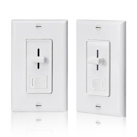 Shine Decor Electronic Low Voltage Dimmer Switch for 250W LED, UL Listed, Single Pole/3-Way, 120V/277V, Neutral Wire Not Required, Wall Plate Included, 2 Pack