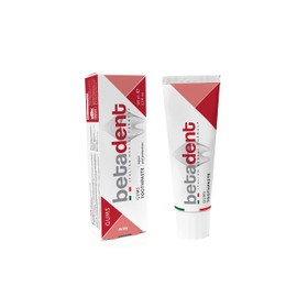 Betadent GUMS Toothpaste for sensitive, inflamed and irritated gums. Repairs and protects anti-plaque and antibacterial effects. Gentle formula non-abrasive, maxi formula 100 ml