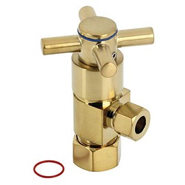 Kingston Brass CD53307DX Concord 5/8-Inch X 3/8-Inch OD Compression Quarter-Turn Angle Stop Valve, Brushed Brass