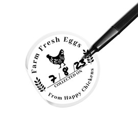Farm Eggs Laid On Stickers Collected Date | 350 pcs roll | 2” Minimalist for Handling Instructions Card for Egg Carton to Sell Label from Happy Chickens Write in How to Handle Egg