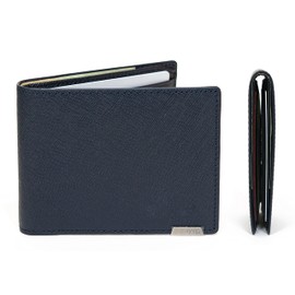 maskfactory stwees bifold leather wallets - Ultra slim, RFID, Front pocket, slim, ID window (Slim style C, D Navy), D Navy, Slime Fashin