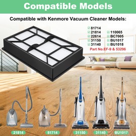 Alrens 3 Pack EF-9 HEPA Filter for Kenmore Upright and Canister Vacuum 31150, 31140, 21814, 81714, 22614, BU1017, BU1018, 110065, Reusable EF-9 53296 HEPA Filter + 1 Cleaning Brush