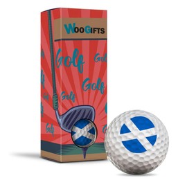 Destination Vinyl ltd 3 x Golf Balls in the Box - Scotland Scottish Flag UK Joke Funny Golfing Golfer Fan Club Sport Wedding Dad Husband Friend Men Boys Ball Gift #9122