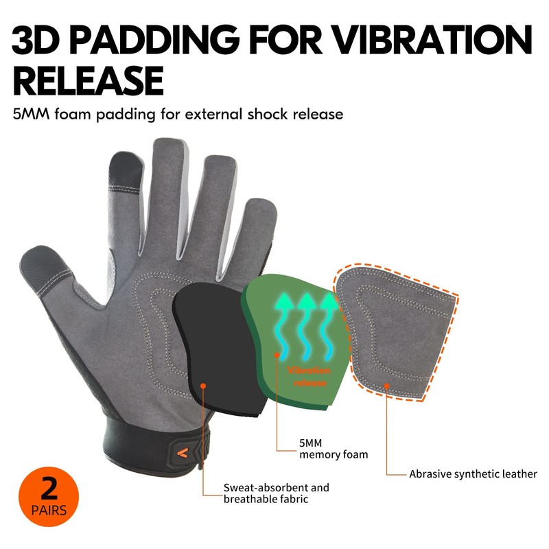 Vgo... 2pairs Safety Work Gloves Touchscreen, Utility Working Gloves for