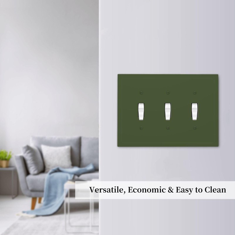 Wmhusu Light Switch Covers Olive Green 3 Gang Wall Plate
